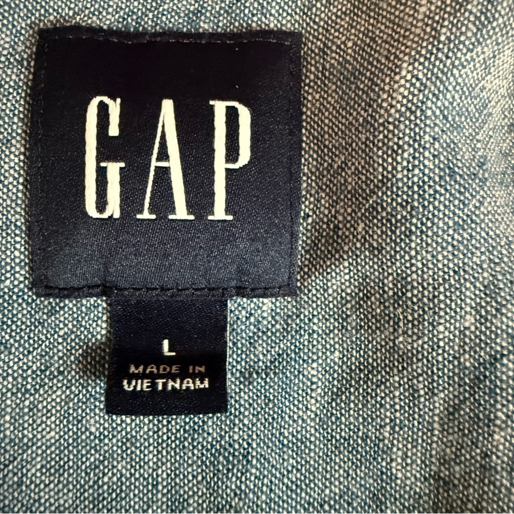 Gap Women's Linen denim chambray Button Down Top large - Picture 8 of 12
